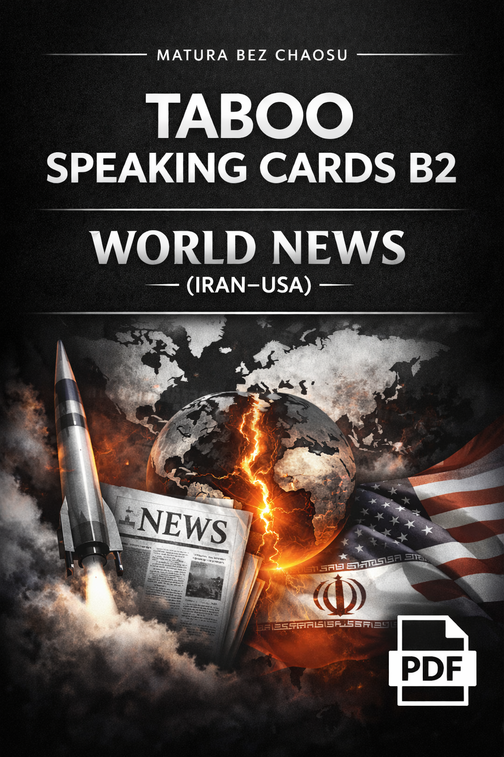 Matura bez chaosu – Taboo Speaking Cards B2: World News (Iran–USA) – PDF